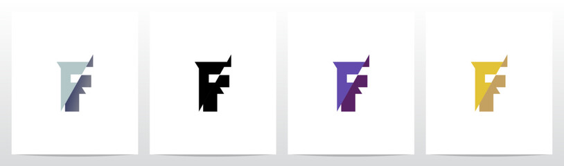 Slash Cut Slice Divides Letter Initial Logo Design F