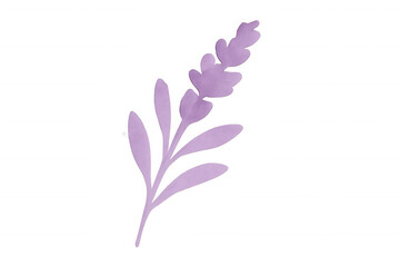 Purple lavender botanical illustration with paper cutout leaves for nature, decoration, and design elements