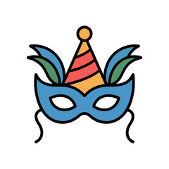 Party mask icon vector on White Background ,Vector Art Illustration on white background.