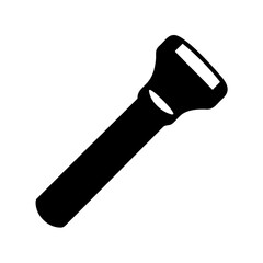 Simple black and white image of a classic style flashlight on white