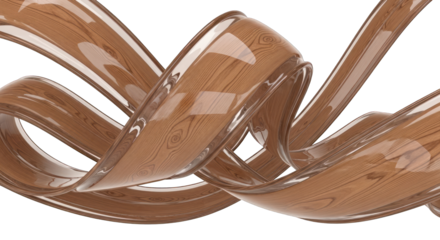 Abstract Wooden Ribbons with Transparent Glossy Finish.
