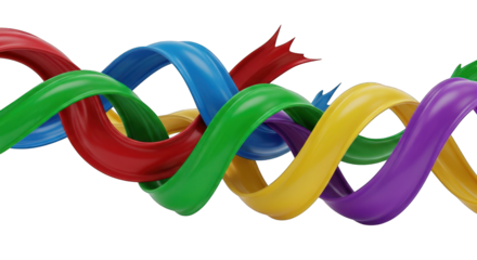 Colorful Intertwined Ribbons with Dynamic Shapes and Curves.