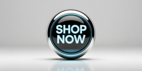 ShopNow button 3D CTA icon on glossy chrome background