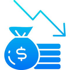 economic crisis blue icon