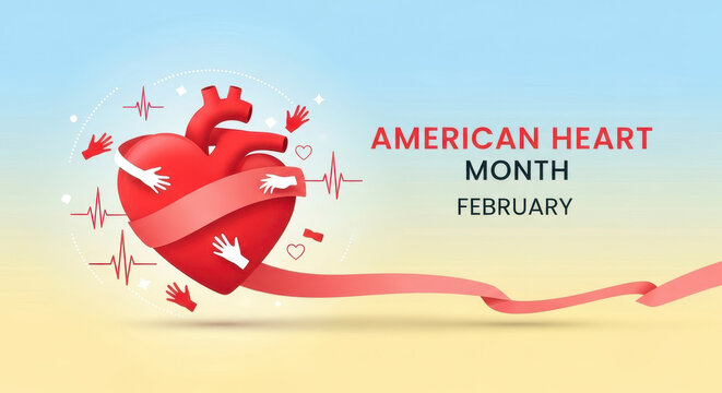 Illustration for American Heart Month in February