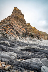 Sandymouth cliffs with many coloured layers