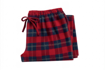 Red plaid flannel pajama pants with drawstring