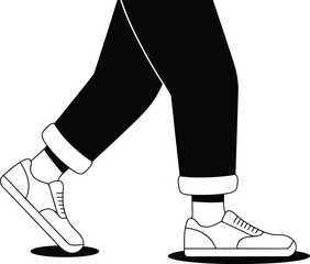 Walking Legs in Sneakers Minimal Vector Illustration. 