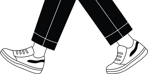 Walking Legs in Sneakers Minimal Vector Illustration. 