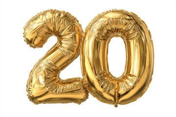 Gold number twenty balloons twenty years celebration party decoration