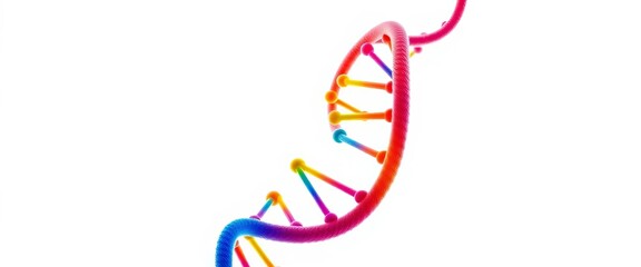 Clean vector illustration of a stylized DNA molecule, vibrant colors on white background,  chemistry,  research