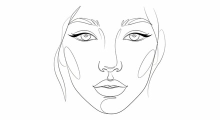 Artistic Line Portrait: A delicate line drawing captures the elegance of the face, featuring soft contours and expressive eyes that speak volumes with minimal detail.