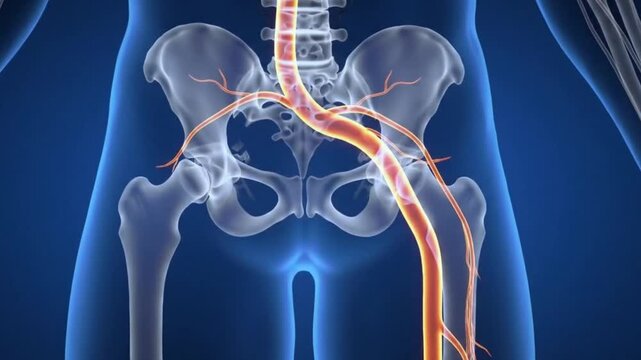 Sciatica Nerve Pain Anatomy Animated 3D View of The Sciatic Nerve Pelvis Spine Lower Back and Leg Anatomy and Health