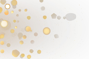 A luminous bokeh that gently shimmers with golden light. Light abstract glowing lights. Glowing bokeh effect isolated on dark background. Christmas background made of glowing dust