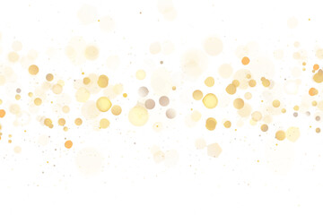 A luminous bokeh that gently shimmers with golden light. Light abstract glowing lights. Glowing bokeh effect isolated on dark background. Christmas background made of glowing dust