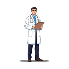 Fototapeta premium Doctor Holding Clipboard Vector