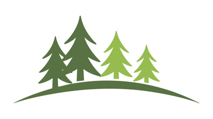 Obraz premium Simple green pine trees arranged on a gentle grassy hill abstract design