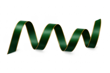 Green and gold ribbon swirling on transparent background
