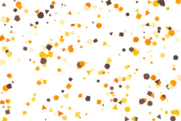Geometric Confetti Background in Autumn Colors with Scattered Shapes on White Surface