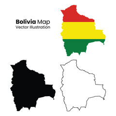 Fototapeta premium Bolivia map and flag vector illustration