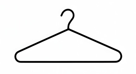 Simple black outline of a classic coat hanger on a white background