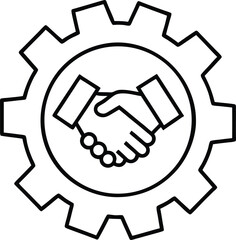 Handshake Inside Gear Symbol cogwheel agreement