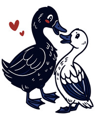 Fototapeta premium Ducks in Love – Cute Vector Illustration