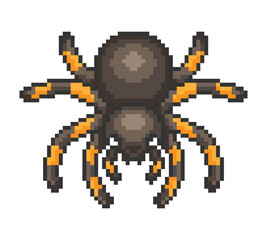 Pixel Art Spider Retro 8-Bit Tarantula Halloween Illustration