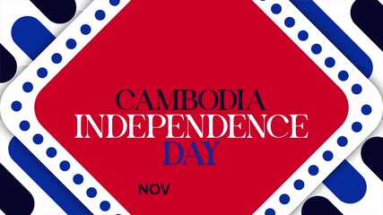 Cambodia Independence Day November 9th Celebration | 4K Animated Text Video