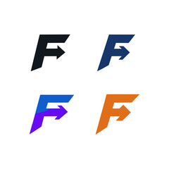 Abstract letter F with arrow icon logo flat vector design