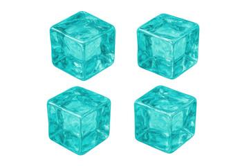 Aqua ice cubes set, refreshing frozen water element for cooling drinks and summer concepts, transparent background