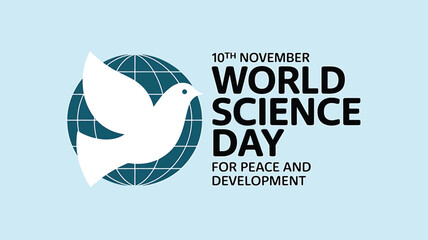 Vector art of world science day for peace and development with dove and globe illustration