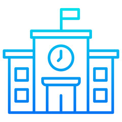school building blue icon 