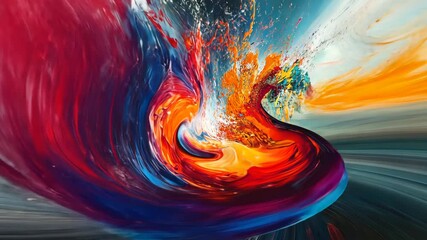 Vivid color explosion with dynamic swirls and bursting energy - Powered by Adobe