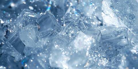 Sparkling Blue Ice Crystals Close-Up