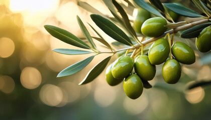 green olives on branch with bokehs