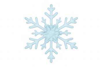 Delicate ice crystal snowflake on transparent background