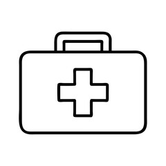 Obraz premium Vector art of simple line art icon of a first aid kit with a red cross symbol, isolated on a
