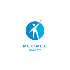 Inspiring logo design featuring people reaching for success and innovation, perfect for modern brands and startups seeking a positive and dynamic identity