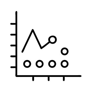 Vector art of line graph showing data trend visual representation of information, using lines to connect data points and illustrate changes over time or relationships between variables