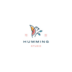 Charming hummingbird studio logo design for creative brand identity, modern minimalist aesthetic perfect for nature inspired business and elegant branding material