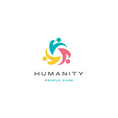 Fototapeta premium Inspiring humanity logo design featuring vibrant, interconnected figures symbolizing community, care, and collaboration for a positive social impact brand