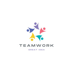 Obraz premium Colorful teamwork logo representing collaboration, unity, and partnership success for business ventures and organizational growth with a great idea concept
