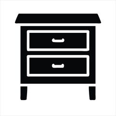 Nightstand silhouette vector icon for modern bedroom furniture design