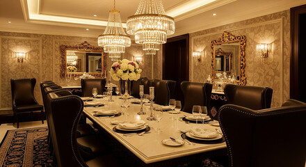 luxurious dinner table setting