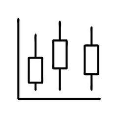 Vector art of candlestick chart representing financial data, stock market trends, and investment analysis in a minimalist line art style for business and economic visualization