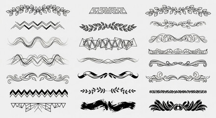 Collection of decorative vector dividers and borders for graphic design elements