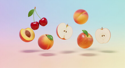 illustration of floating fruit