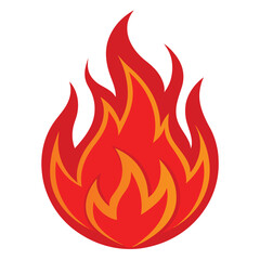 Dynamic Red Hot Flame Flat Vector Icon, Spicy Food Heat Symbol for Restaurant Menus and Energy Industry Websites.