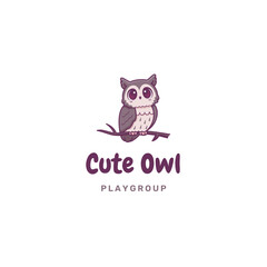 Adorable owl perched on branch, perfect for children's books, nursery decor, or playful logo design, adding a touch of whimsy and charm to any project